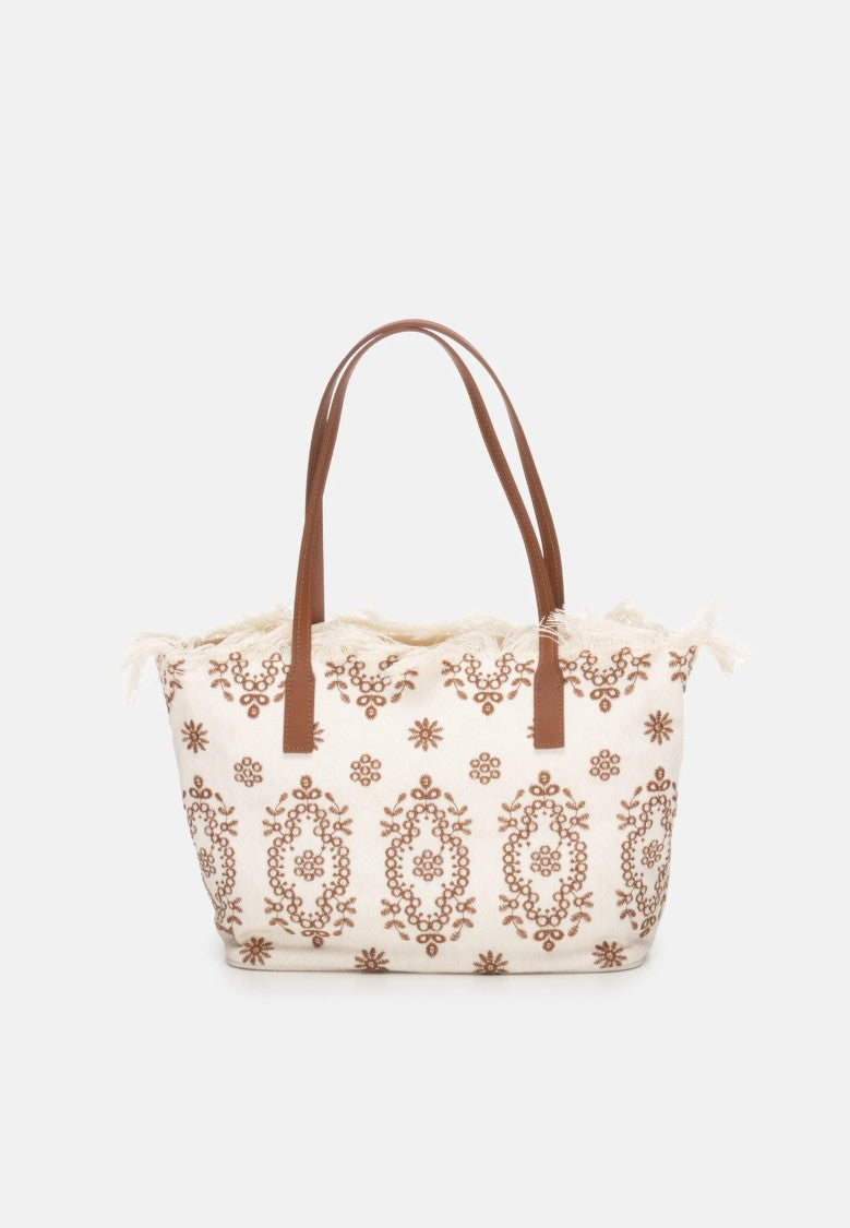 Mc2 Saint Barth Rectangular Tote Bag With Embroidery And Leather Handles
