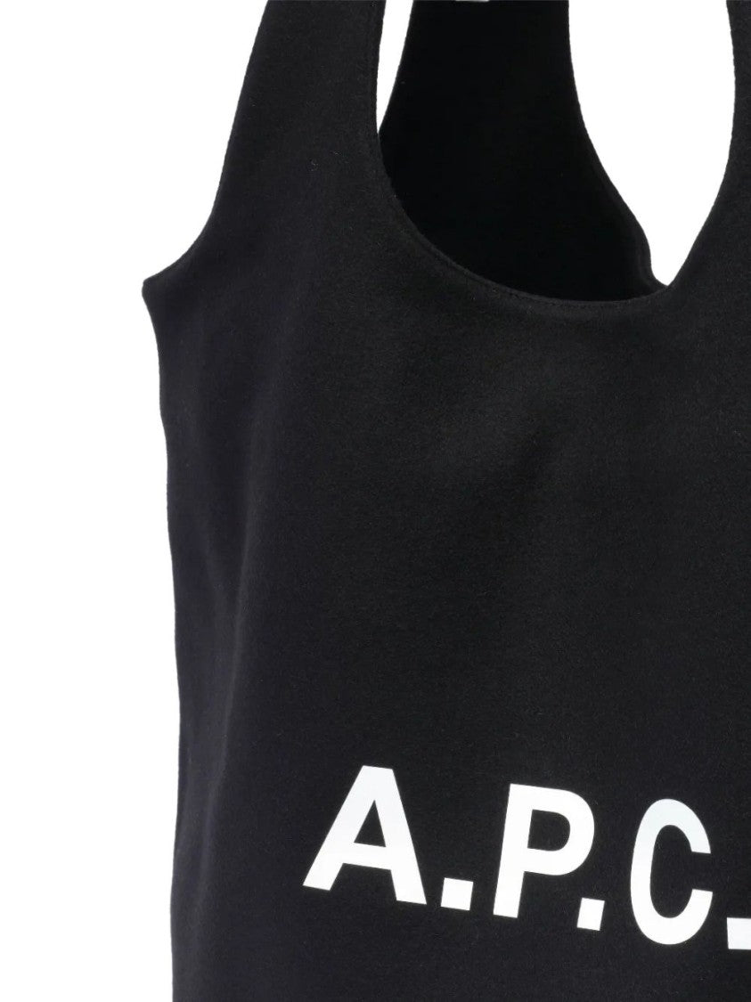 A.P.C. Structured Black Wool Blend Tote Bag