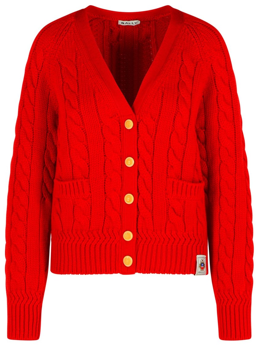 Bally Red Extrafine Merino Wool Cardigan
