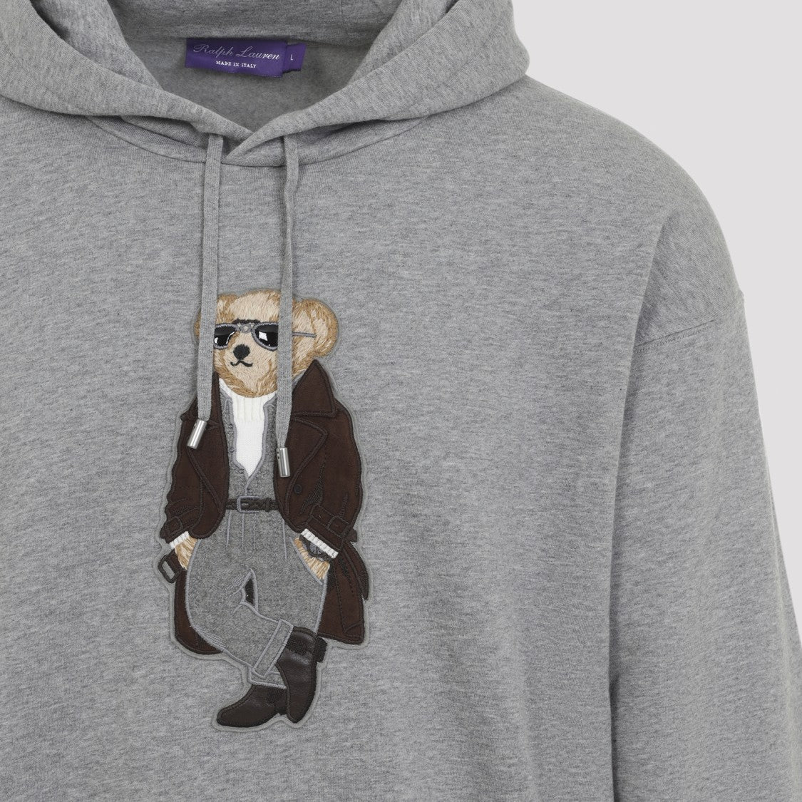 Ralph Lauren X Purple Label Classic Light Grey Cotton Bear Hoodie