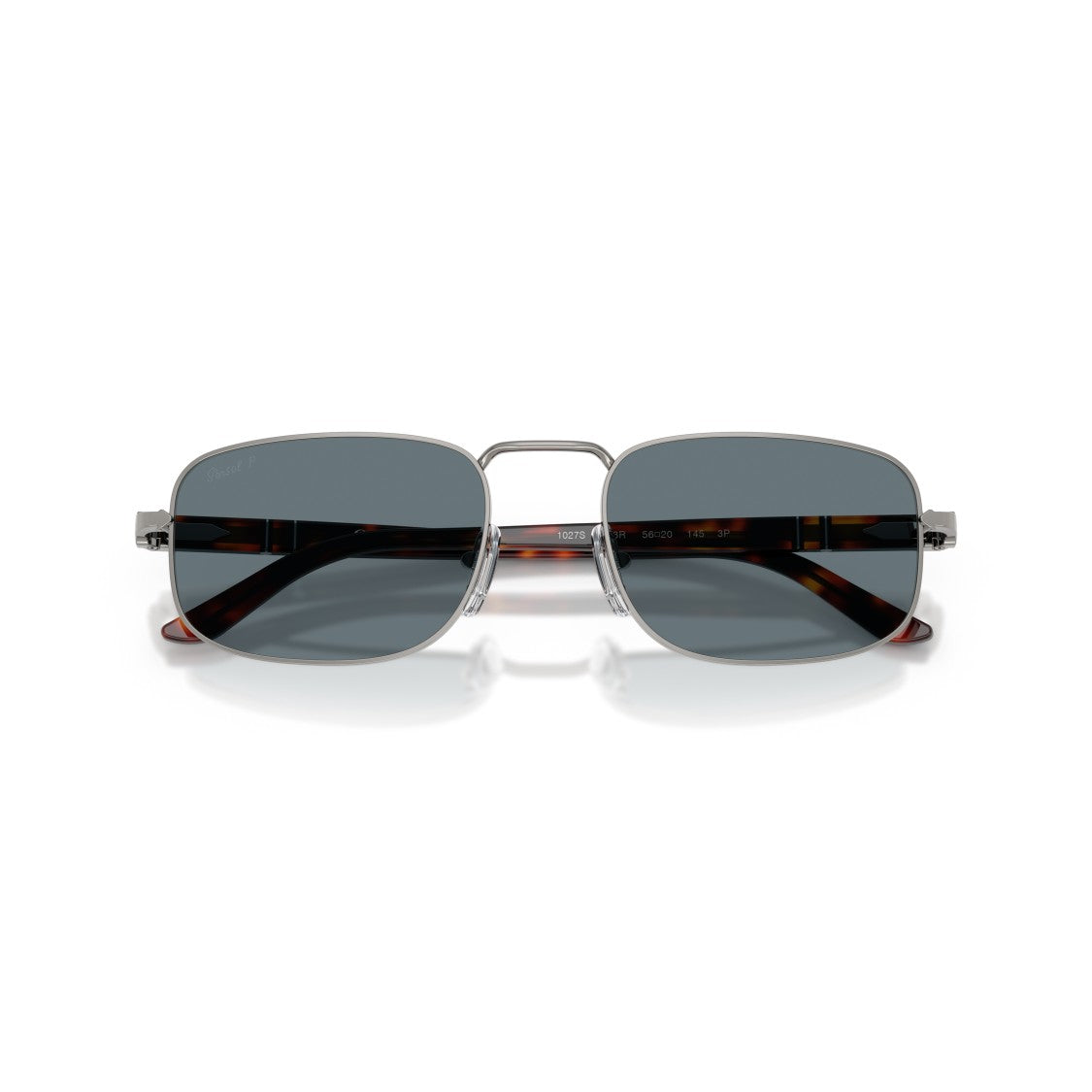 Persol Rectangular Metal Frame Sunglasses With Tortoiseshell Tips