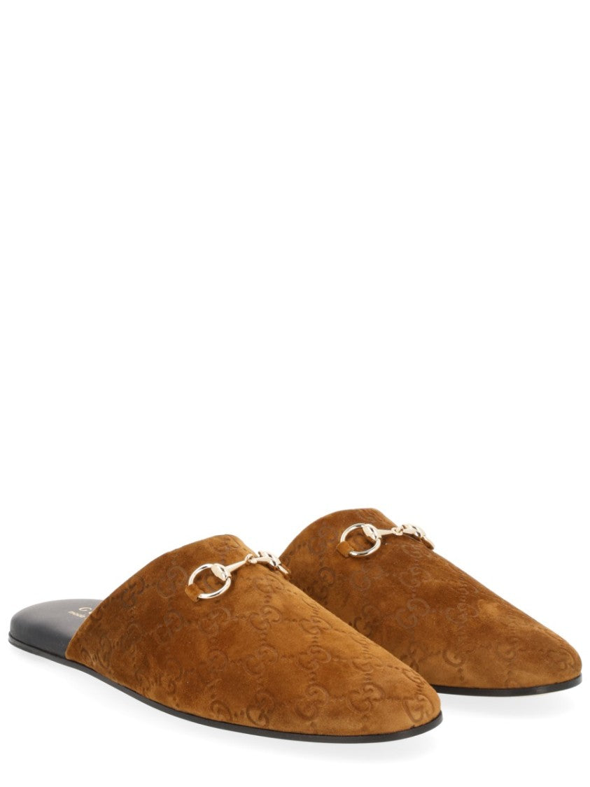 Gucci Monogram Horsebit Calfskin Mules