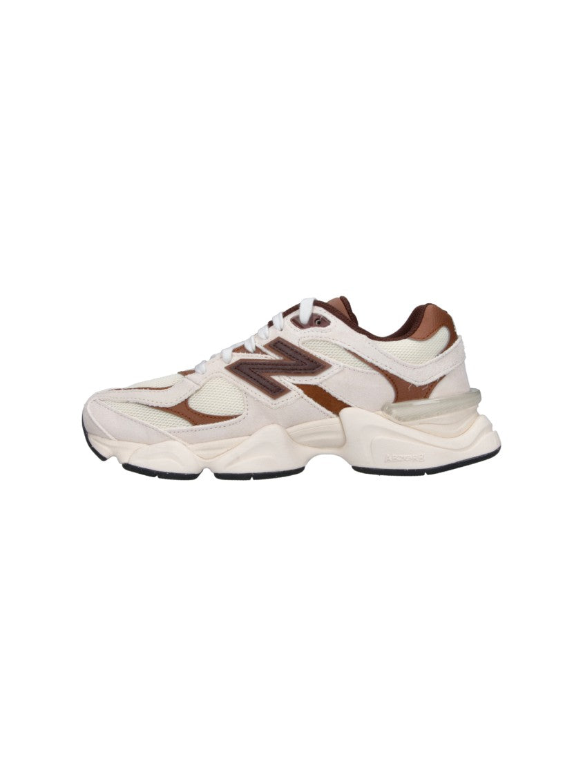 New Balance 9060 Cream Suede Round Toe Sneakers