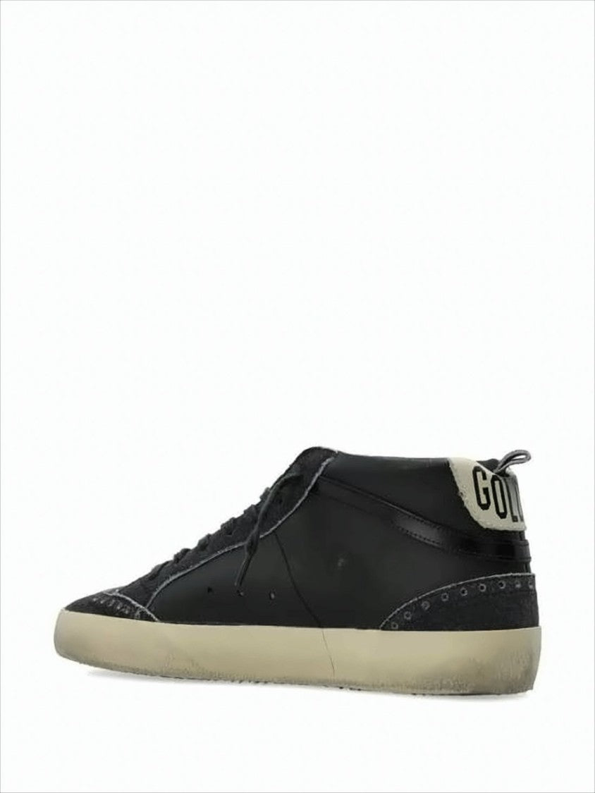 Golden Goose Distressed Mid-Top Sneakers With Calf Leather Finish