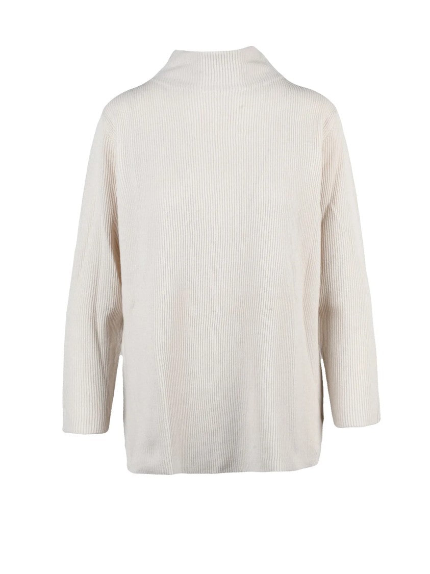 Kangra Ribbed Crater Neck Knit In Cashmere, Wool, And Silk