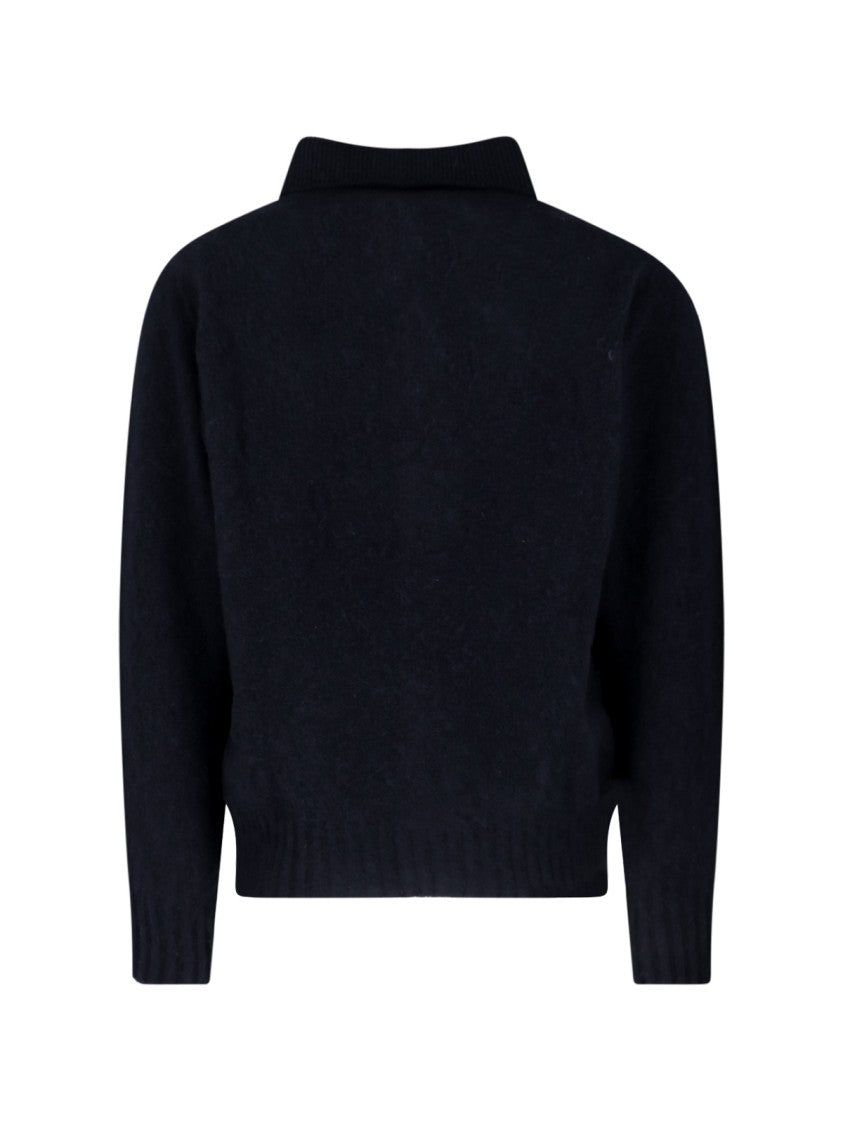 Howlin Black Knitwear Sweater With Ribbed Details