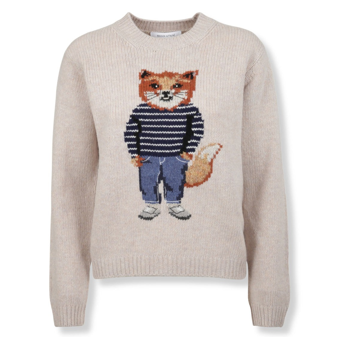 Maison Kitsuné Dressed Fox Intarsia Jumper With Ribbed Details