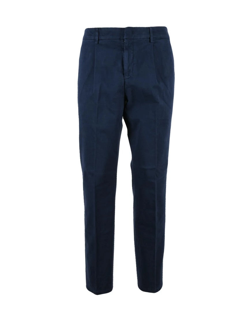 Dondup Grey Ralp Pleated Tailored Stretch Cotton Trousers