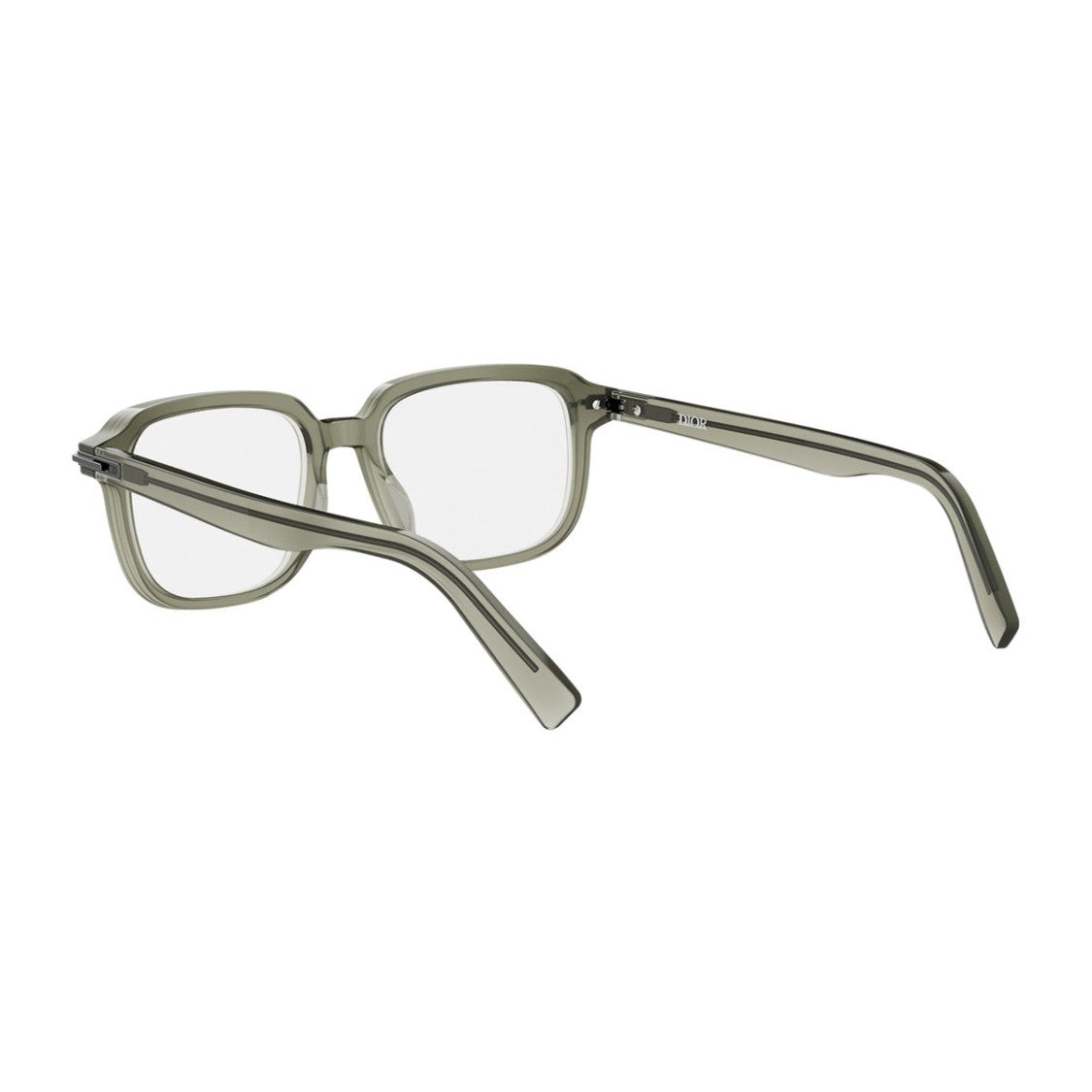 Dior Sage Green Acetate Eyeglasses With Square Contours And Metallic Accents