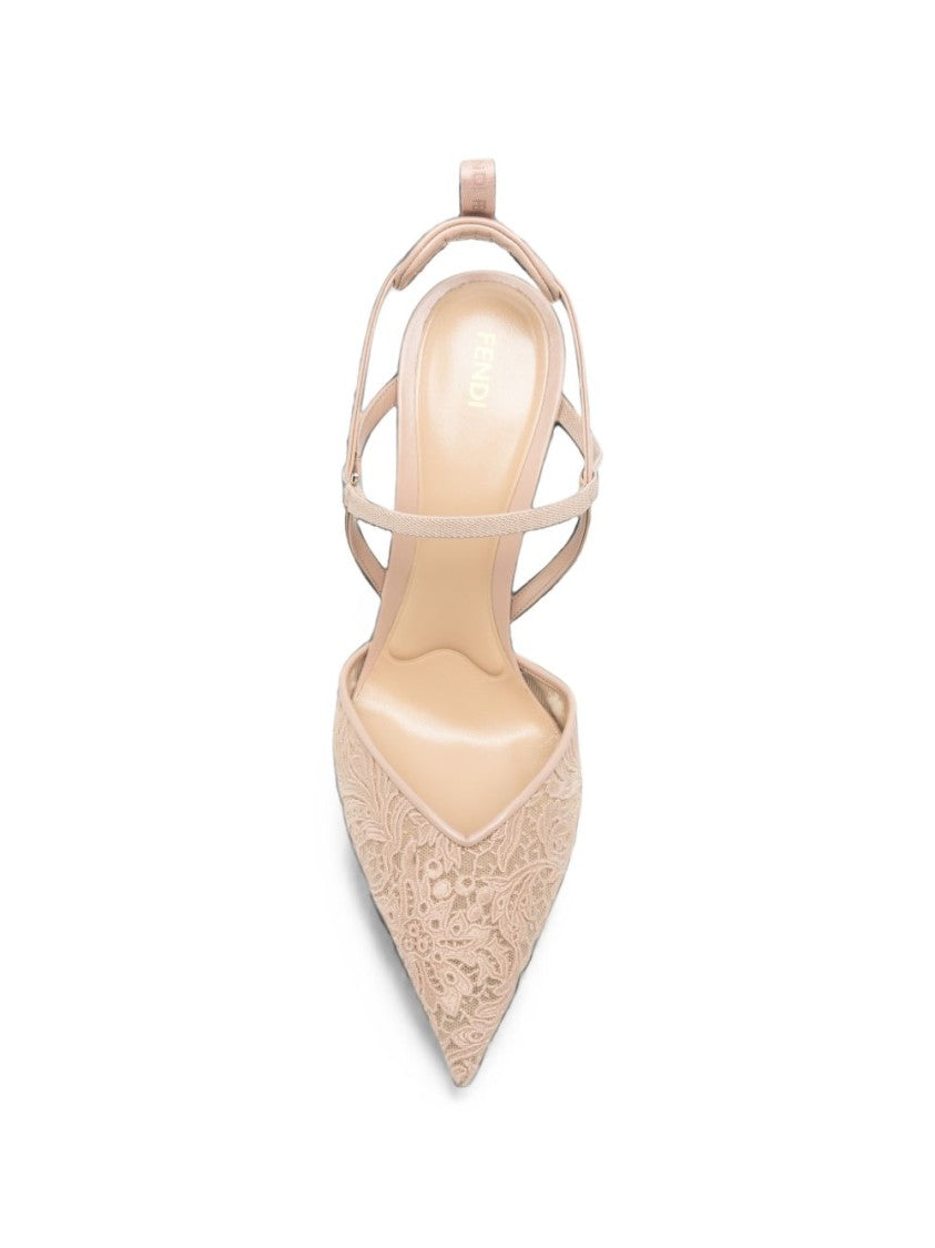 Fendi Very Colibri Lace Slingback Pumps