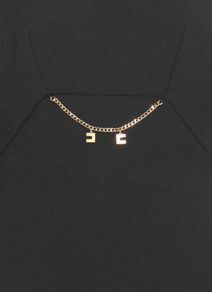 Elisabetta Franchi Fitted Sleeveless Crepe Dress