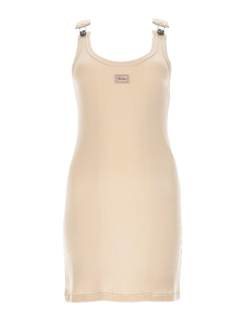Jean Paul Gaultier Fitted Ribbed Buckle Detail Mini Dress