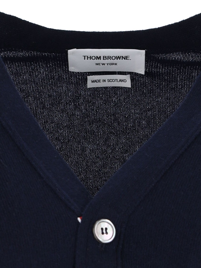 Thom Browne Blue Cashmere "Loopback 4-Bar" Cardigan