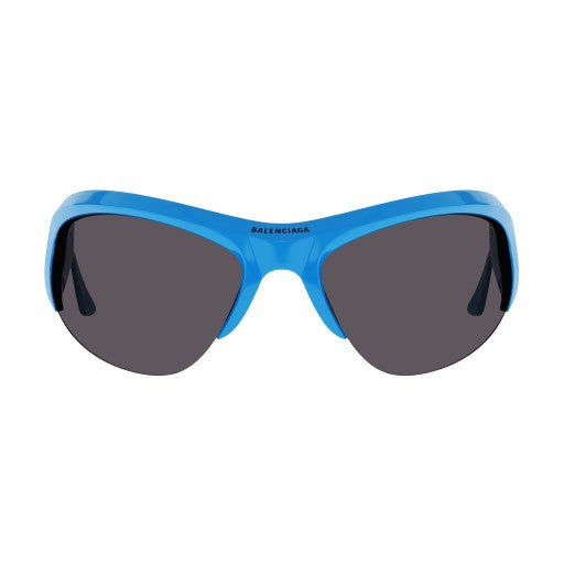 Balenciaga Oversized Blue Acetate Sunglasses With Curved Temples