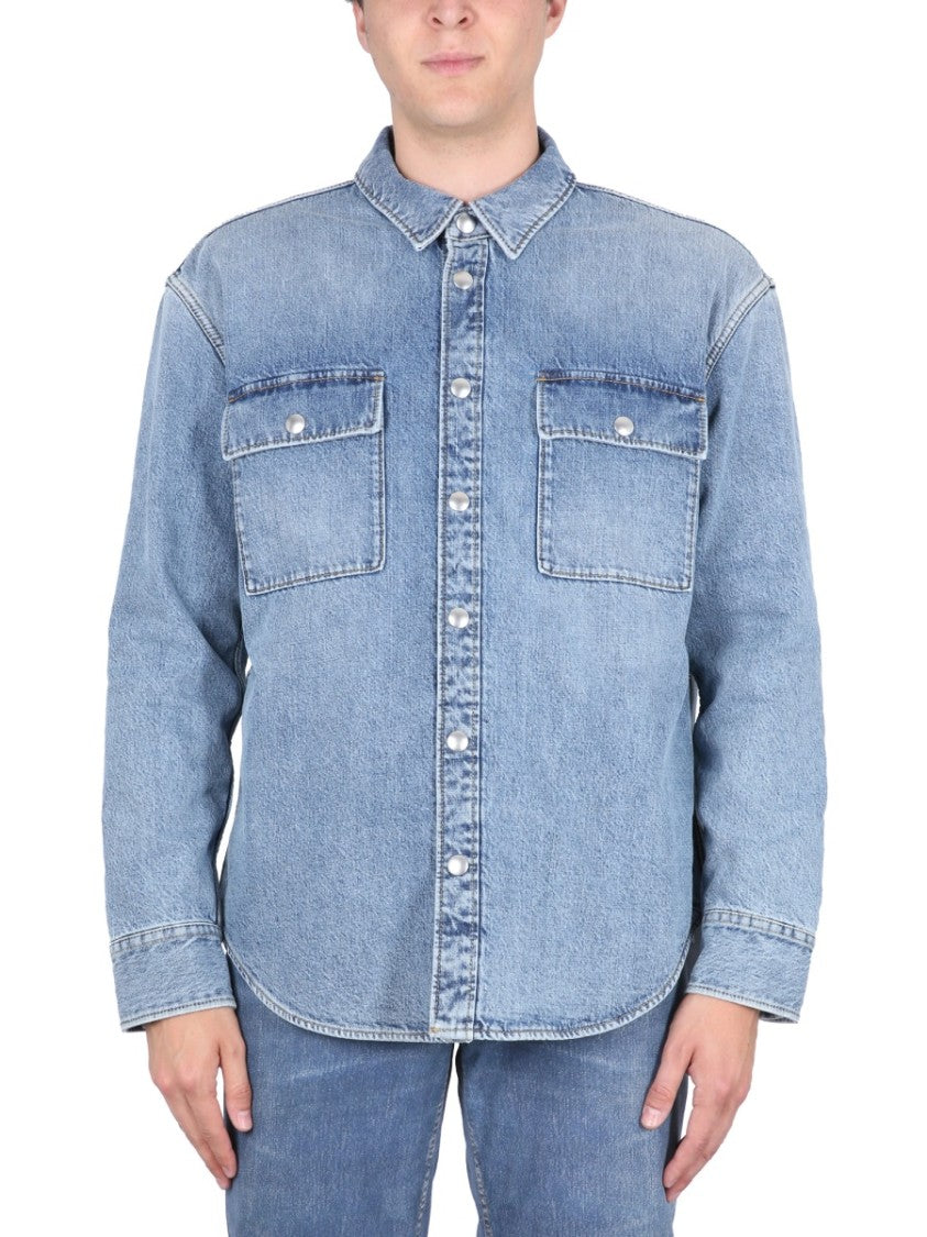Bottega Veneta Classic Blue Denim Shirt With Structured Silhouette