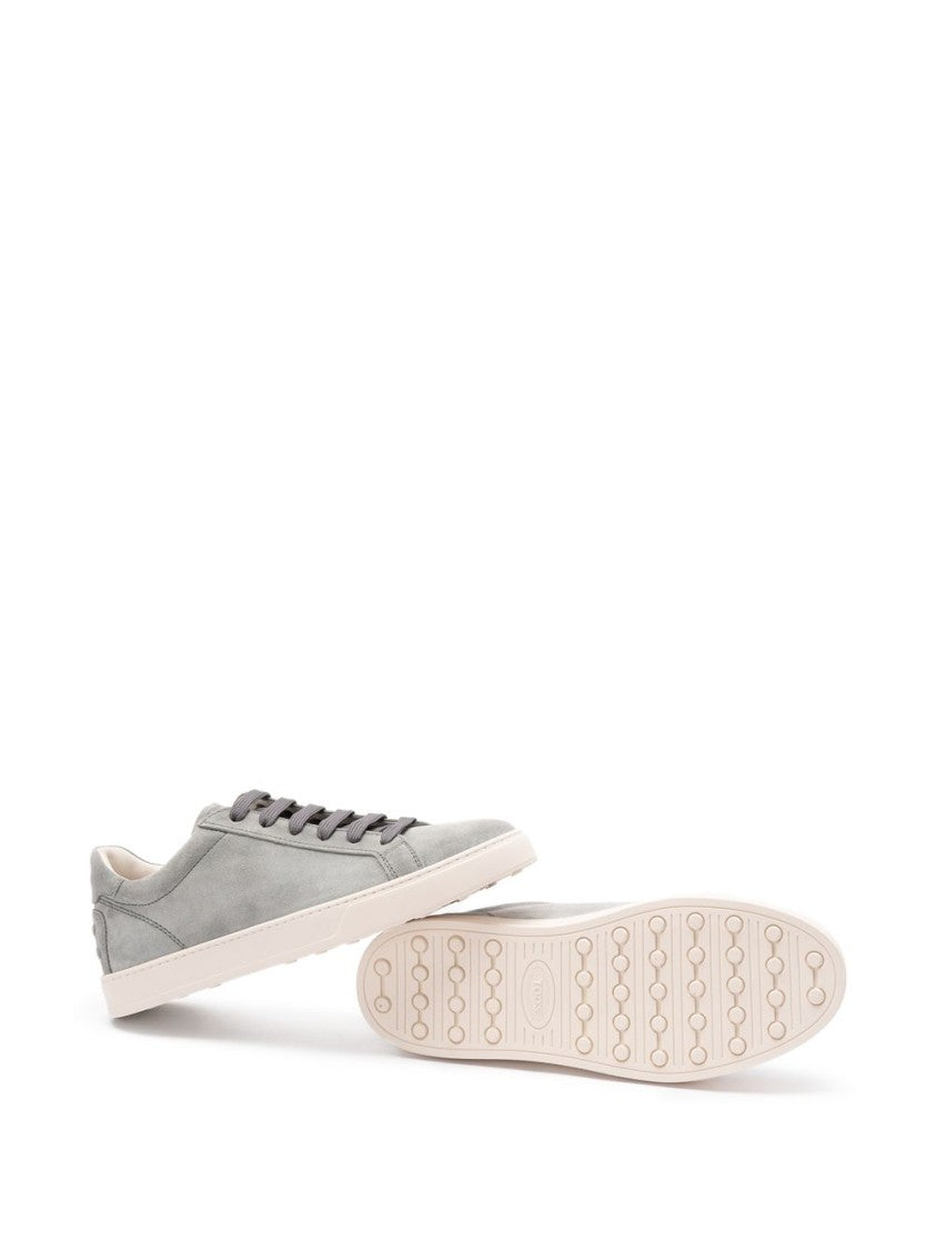 Tod's Grey Leather Round Toe Lace Sneakers