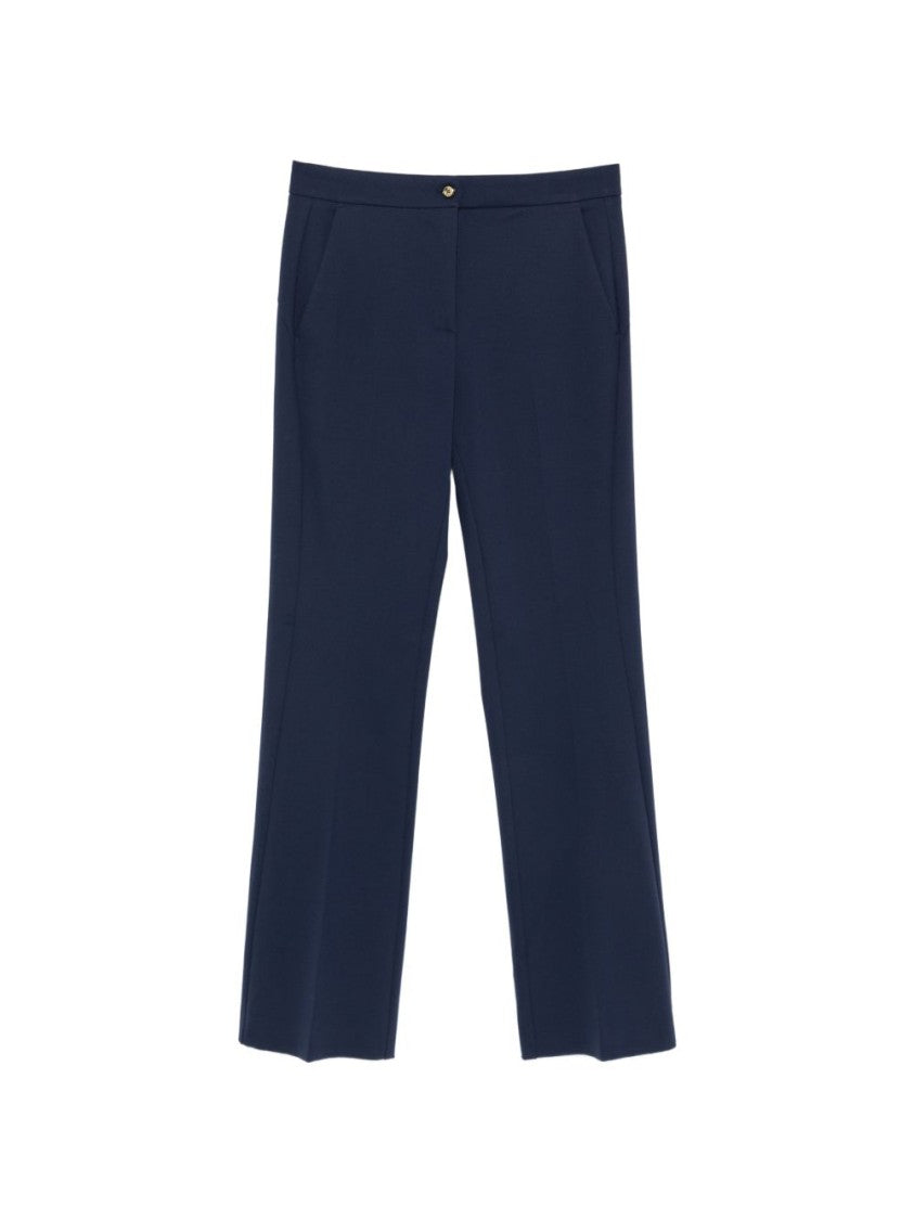 Pinko Blue Buttoned Tonal Stitching Casual Pants