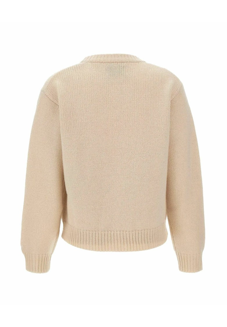 Mc2 Saint Barth Cropped Knit Sweater With Bold Heart Graphic