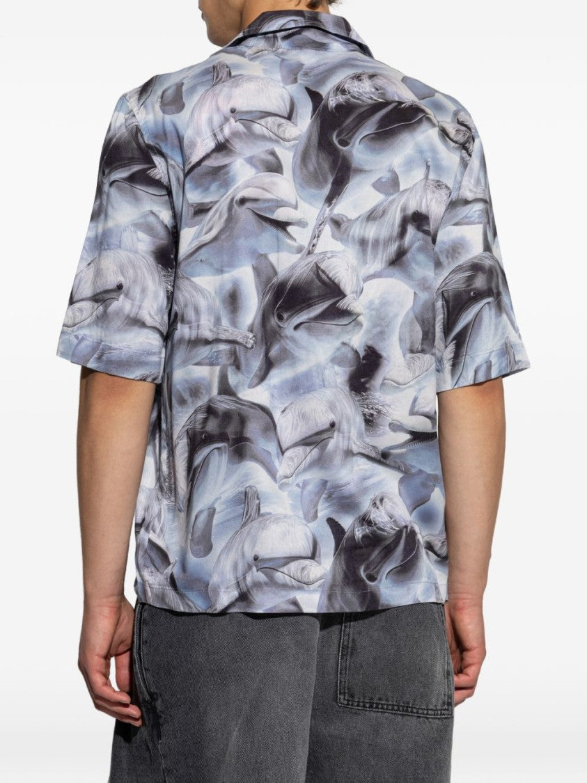 Diesel Multicolour Grey Dolphin Print Button Shirt