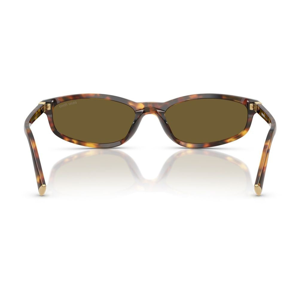 Miu Miu Slim Honey Havana Geometric Sunglasses With Metal Logo
