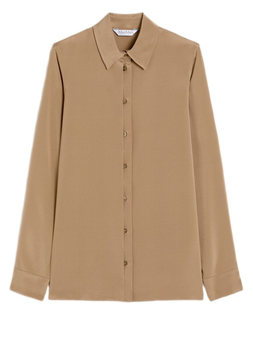 Max Mara Stretch Silk Cady Long-Sleeved Shirt With Mother-Of-Pearl Buttons