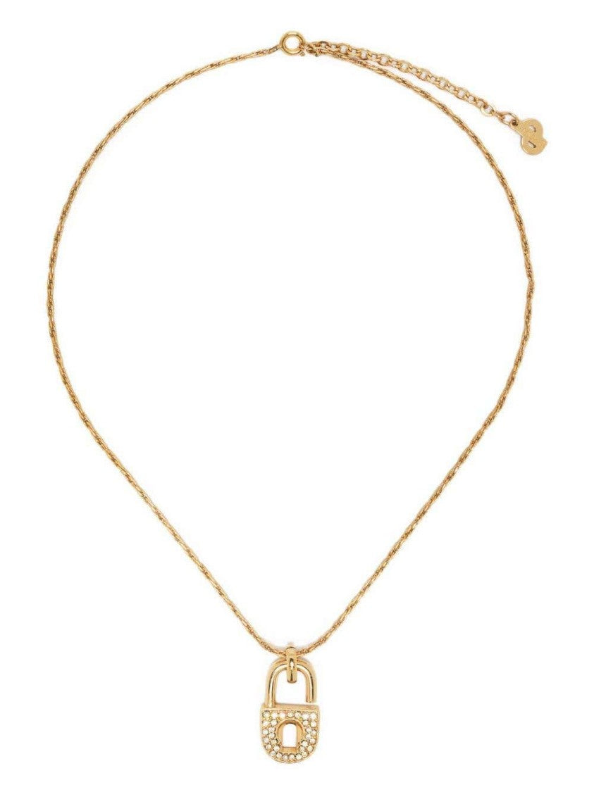 Christian Dior Gold-Tone Padlock Pendant Necklace