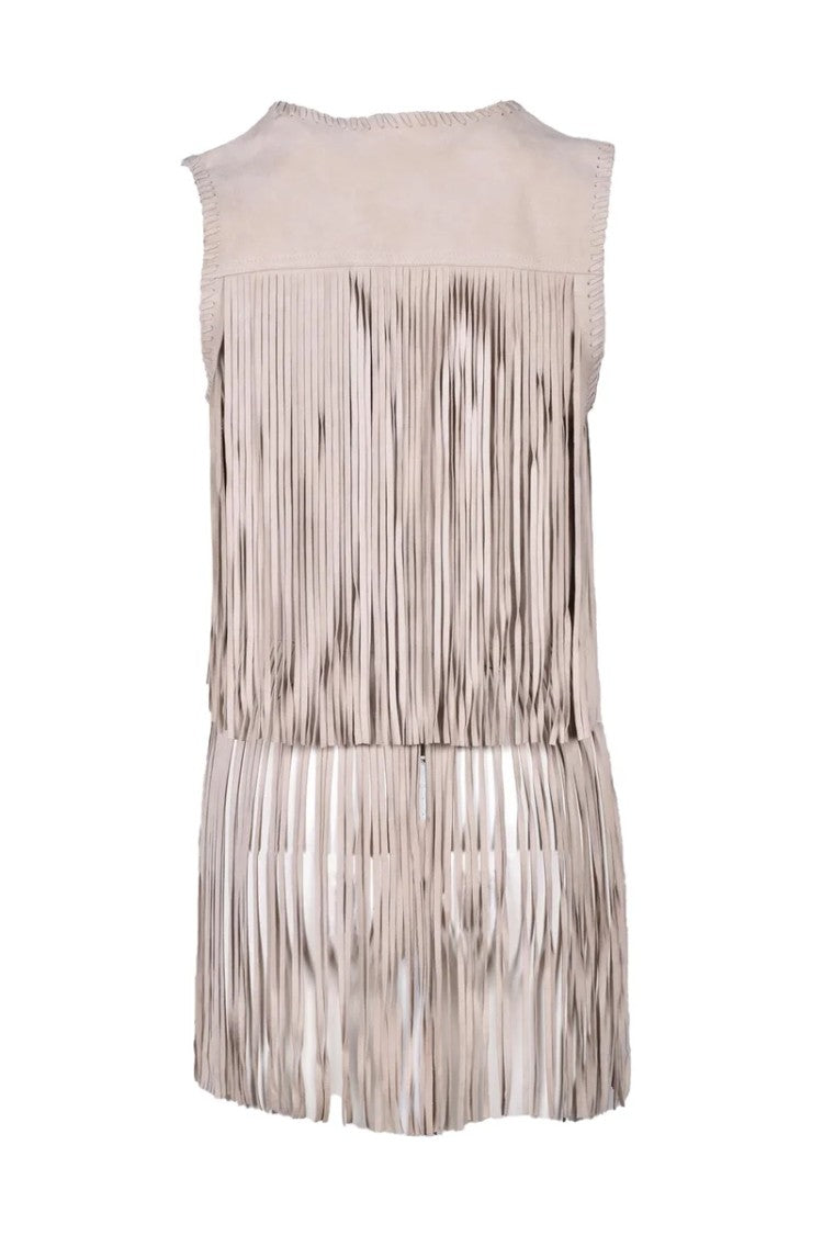 Wild Cashmere Leather Vest - Beige