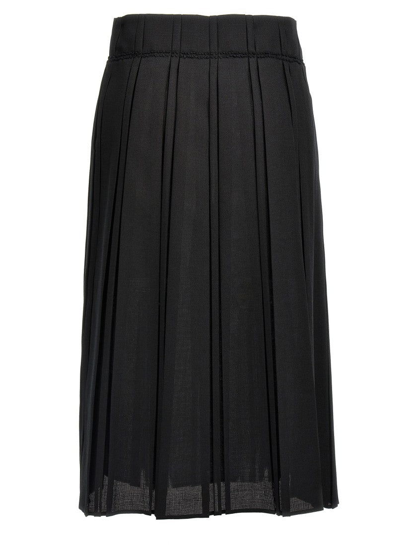 Jil Sander Midi Wool Canvas Skirt With Pleated Design