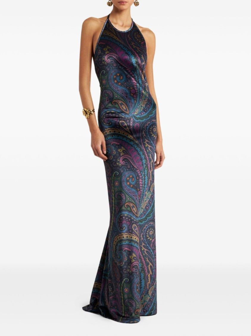 Etro Paisley Maxi Dress With Halter Neckline
