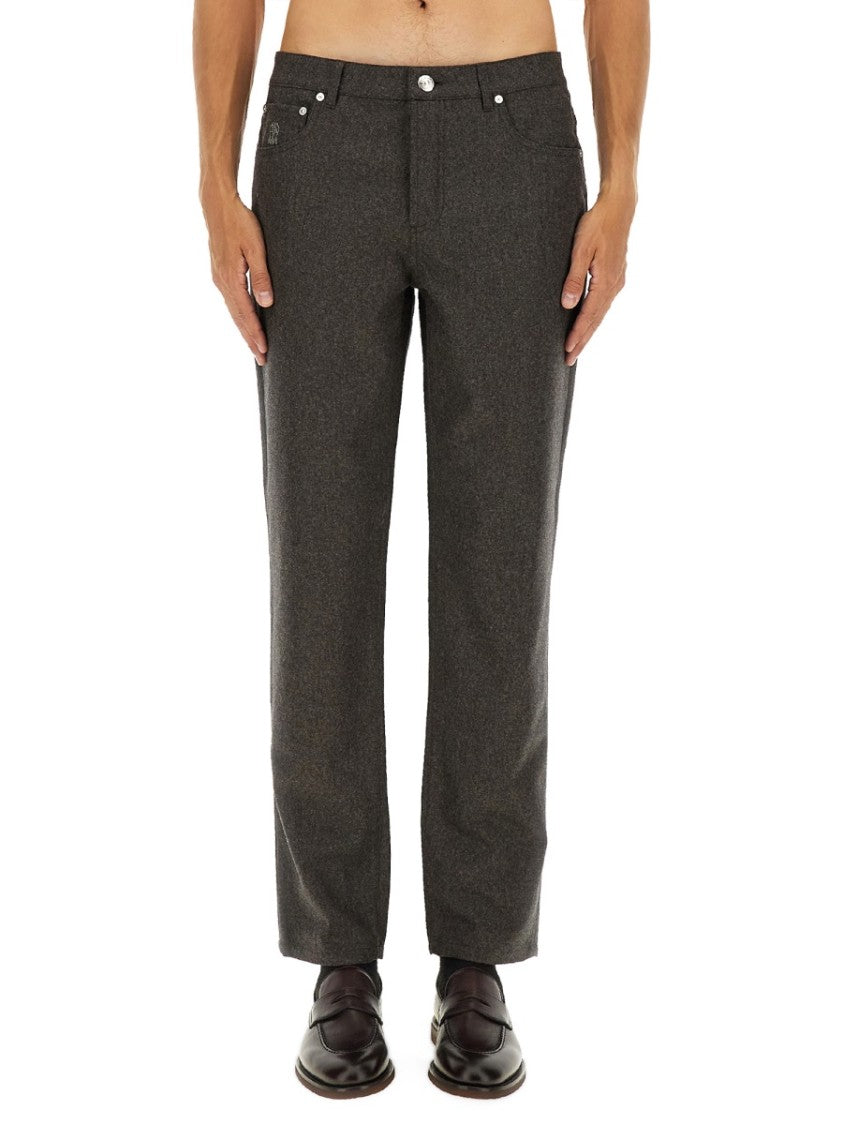 Brunello Cucinelli Straight-Leg Five-Pocket Pants In Soft Virgin Wool