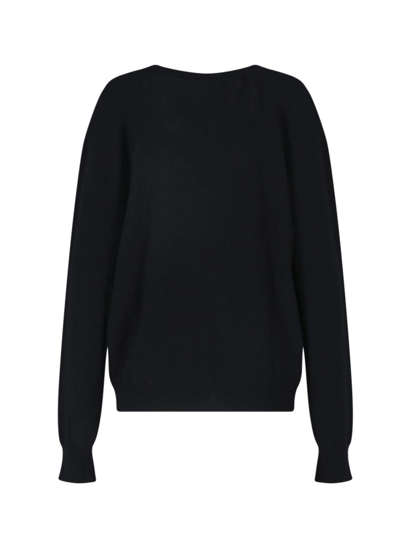Extreme Cashmere Black Ben Long-Sleeve Ribbed V-Neck Cashmere Sweater