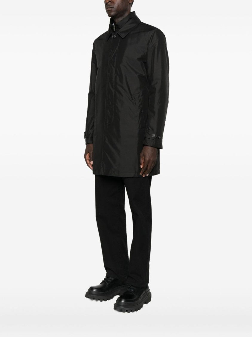 Fay Modern Black Coat With Concealed Zipper