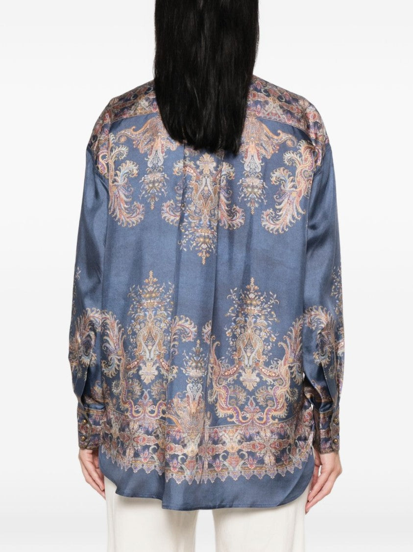 Zimmermann Valiant Placement Print Relaxed Silk Shirt