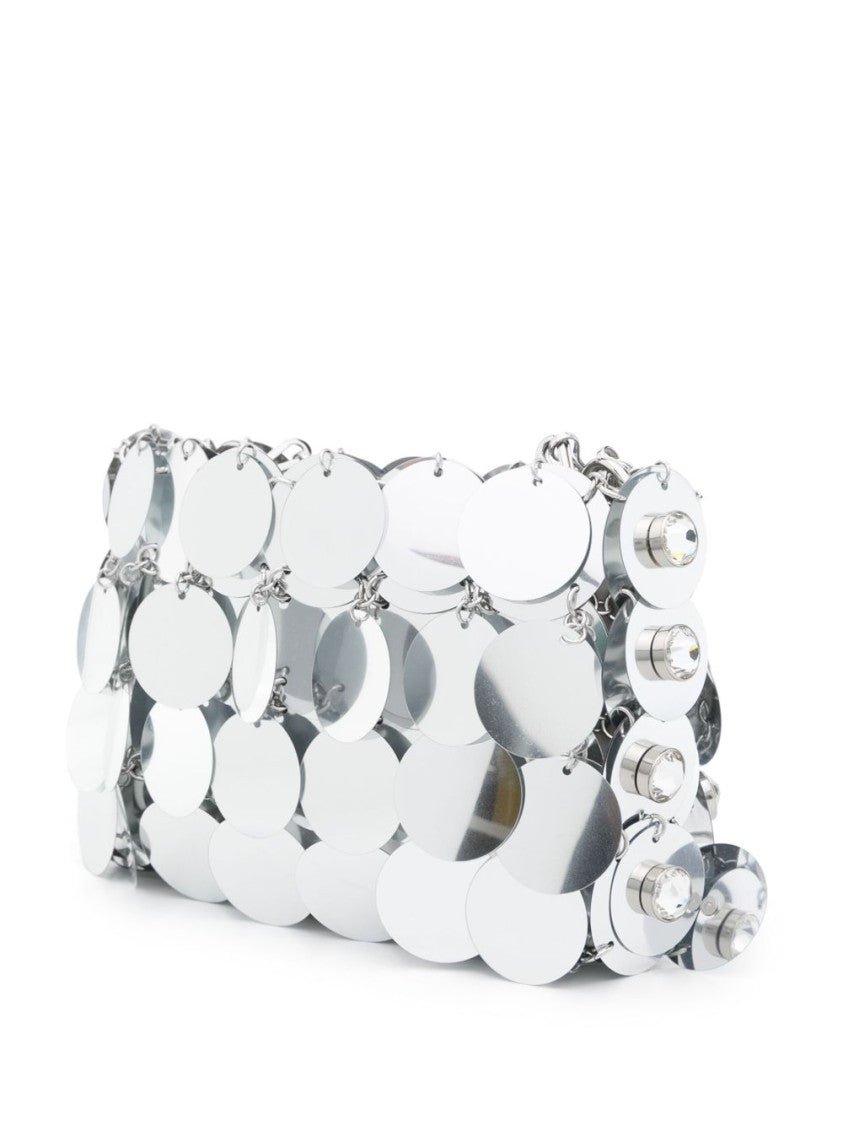Rabanne Reflective Silver Handbag With Chain Strap