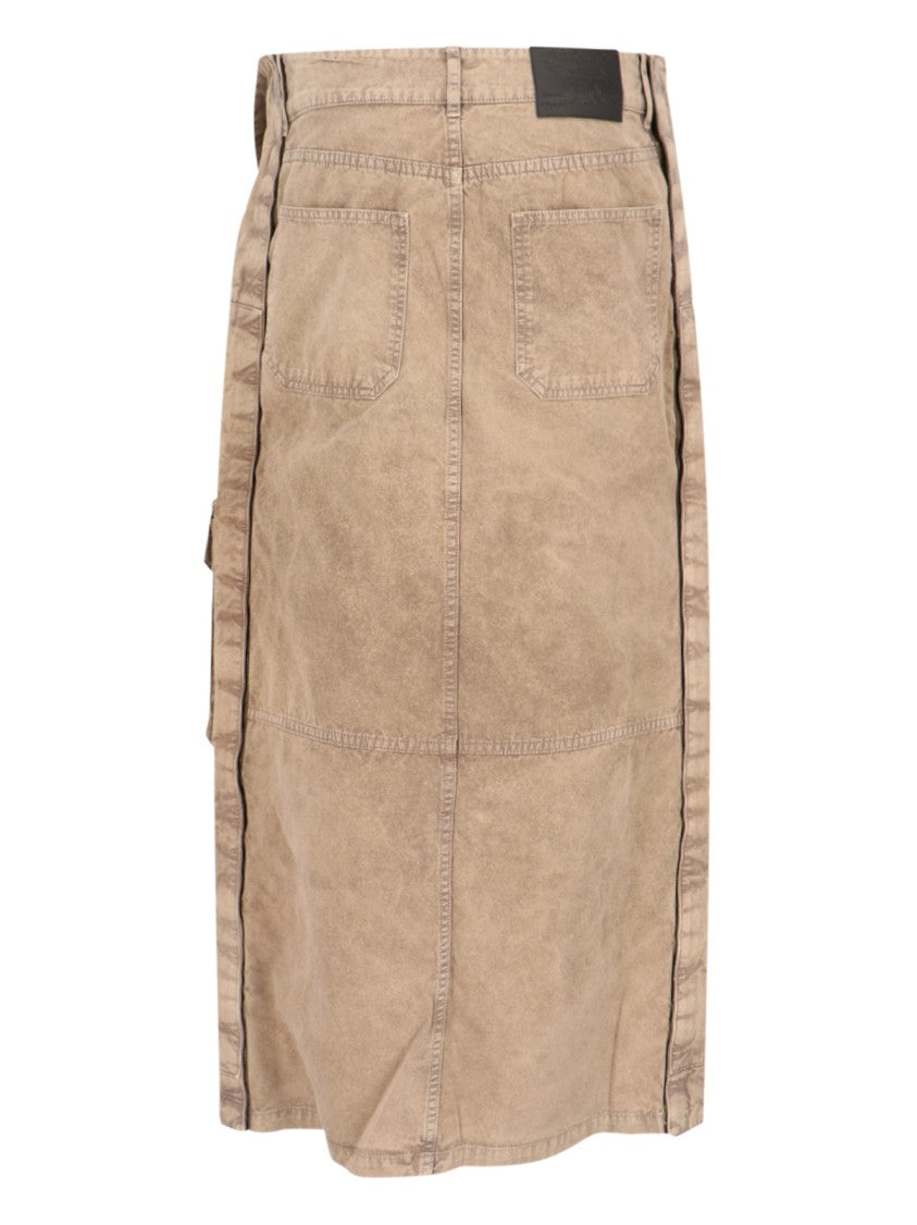 Y/Project Maxi Cargo Skirt In Brown Cotton