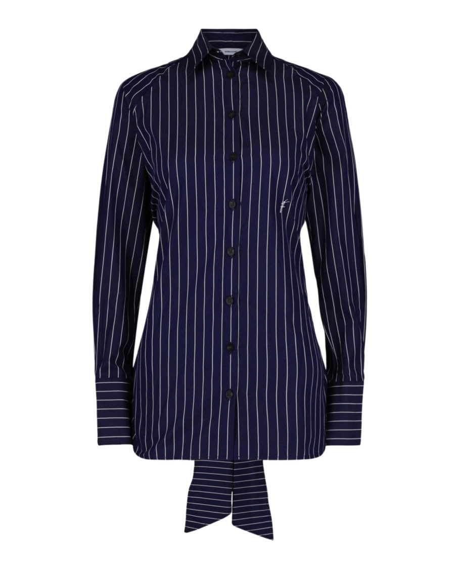 Ferragamo Pinstriped Tie-Back Dress Shirt