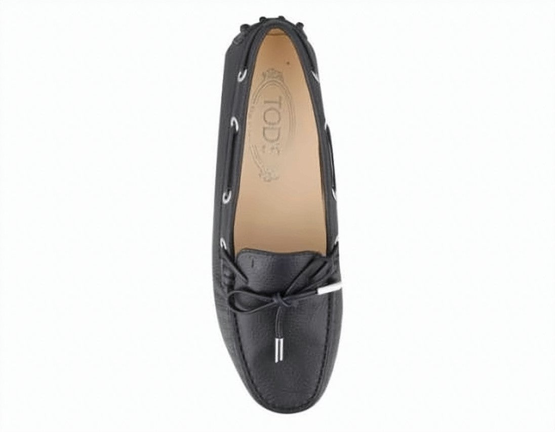 Tod's Textured Leather Loafers With Decorative Bow