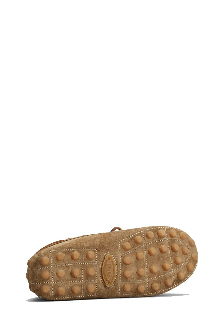 Tod's Brown Lace-Tie Pebbled Rubber Sole Leather Driving Moccasins