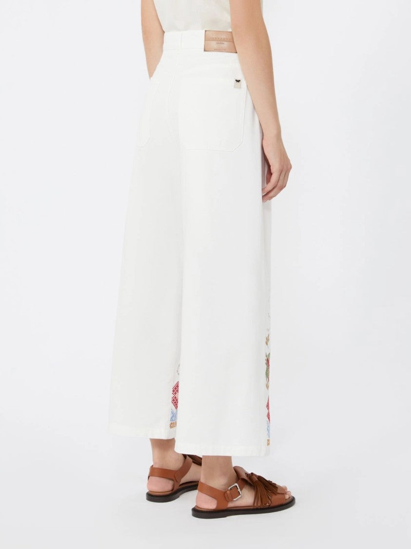 Max Mara Wide-Leg Pants With Intricate Embroidery And Classic Design