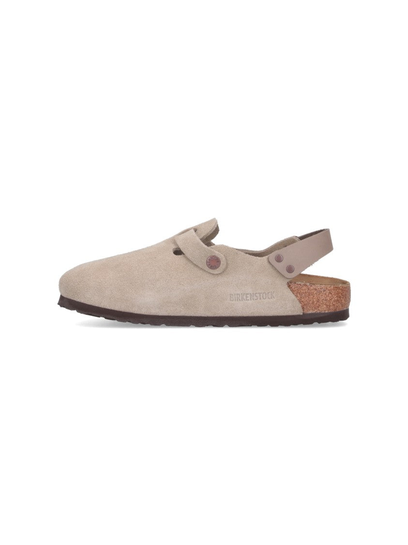 Birkenstock "Tokio" Mules – Taupe Suede