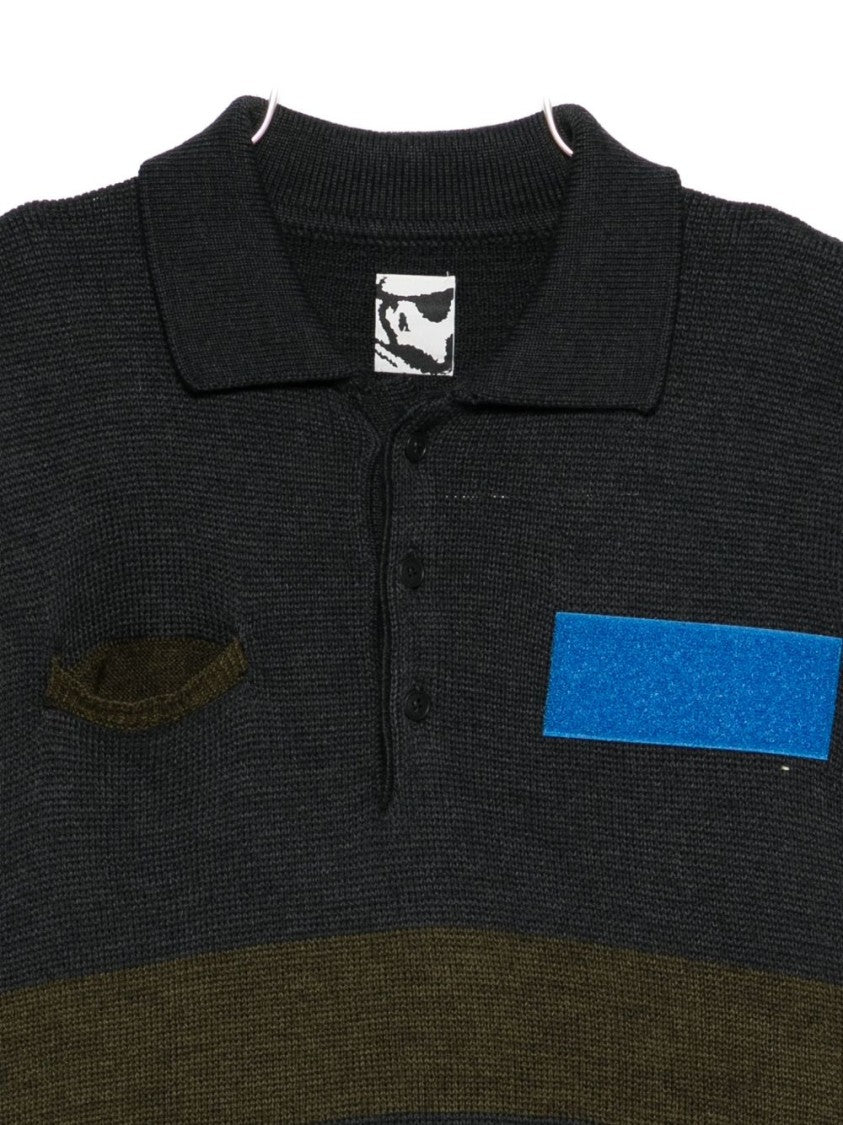 Gr10k Knit Buttoned Contrast Patches Jacket