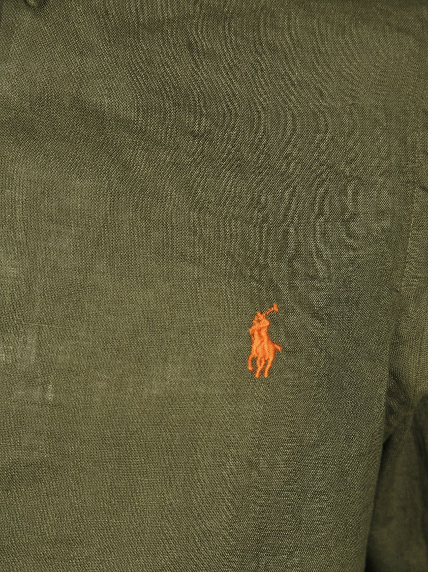 Polo Ralph Lauren Classic Button-Down Linen Shirt With Logo
