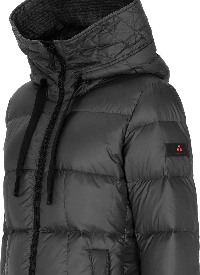 Peuterey Black Nunki Hooded Quilted Long Down Jacket