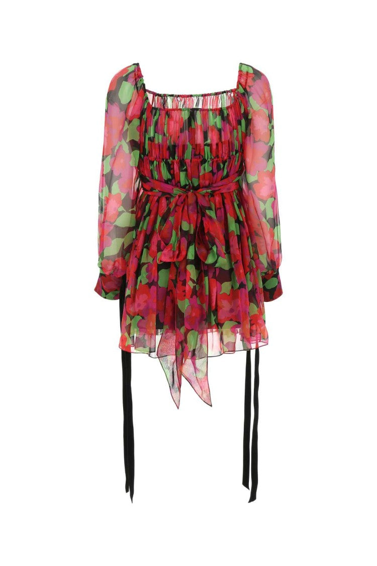 Saint Laurent Printed Silk Mini Dress