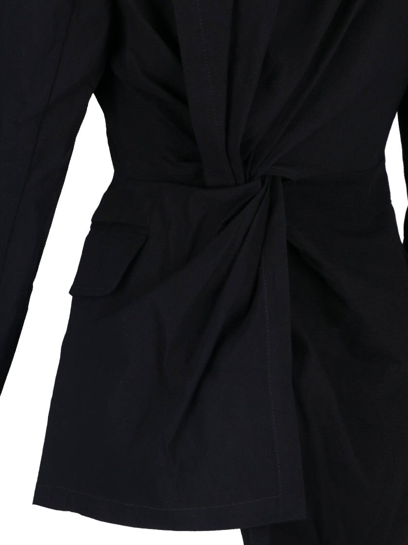 Uma Wang Black Asymmetrical Single-Breasted Linen Blazer