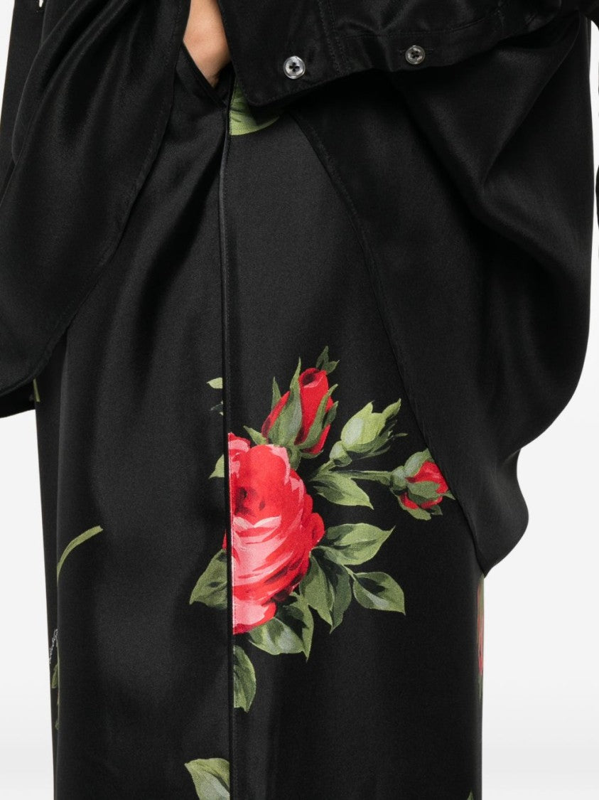 Dolce & Gabbana Floral Silk Wide-Leg Trousers With Elastic Waistband