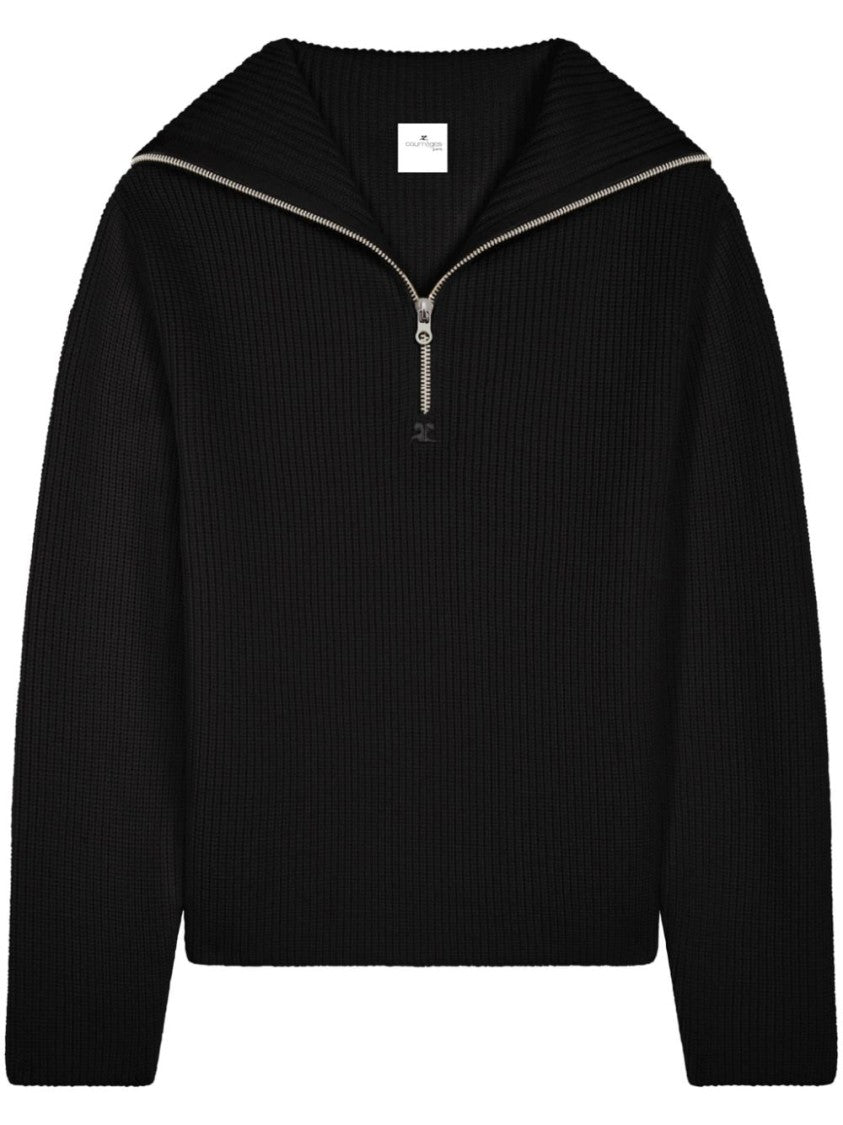 Courrèges Fine Ribbed Knit Sweater