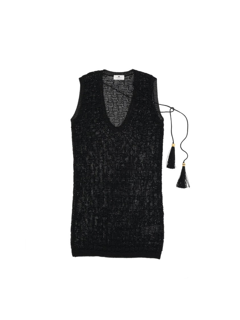 Elisabetta Franchi Sleeveless Open Weave Knit Dress