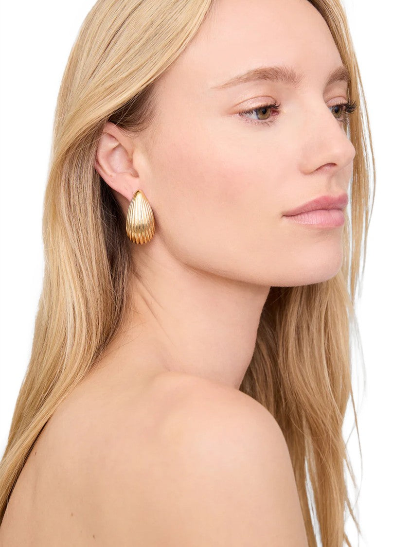 Anine Bing Ribbed Drop Earrings In 14K Gold Plated Brass
