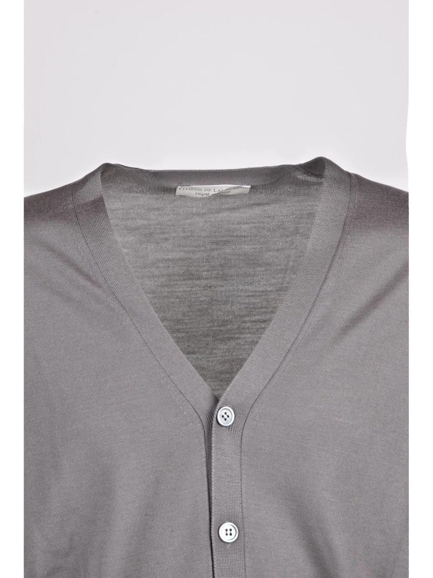 Filippo De Laurentiis Grey Merino Wool Cardigan
